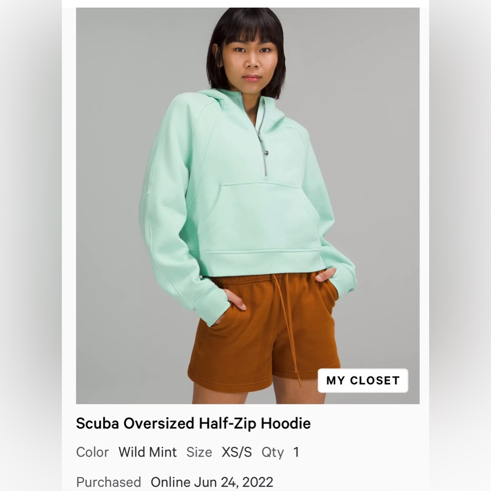 Lululemon Half Zip Scuba in Wild Mint Size XS/S